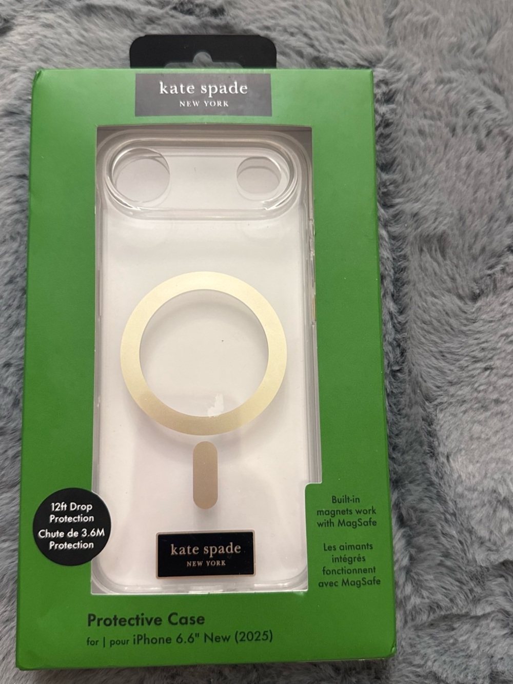 kate spade New York Clear Protective iPhone Case with Gold MagSafe Ring